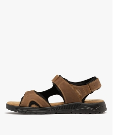 sandales confort en cuir fermeture 3 scratchs homme marron vifH022201_3