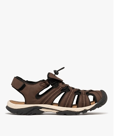 GEMO Chaussures confort ouvertes à lacets élastiques homme marron fonce