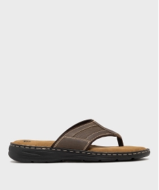 GEMO Tongs dessus cuir homme - G’Flex marron fonce