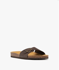 sandales mules confort 1 bride en cuir homme marron fonceH023801_2