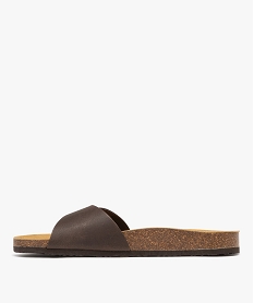 sandales mules confort 1 bride en cuir homme marron fonceH023801_3