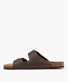 sandales mules confort en cuir 2 brides homme marron fonceH024501_3