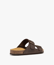 sandales mules confort en cuir 2 brides homme marron fonceH024501_4