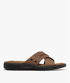 GEMO Sandale confort avec brides en cuir croisées homme Orange