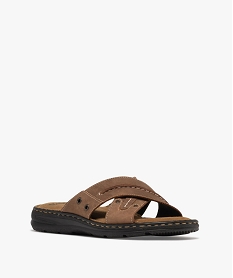 sandale confort avec brides en cuir croisees homme orangeH024901_2