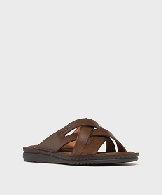 mules en cuir confortables a brides croisees homme - pierre cardin marron fonceH025501_2