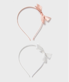 GEMO Serre-tête avec noeud en satin fille (lot de 2) Rose