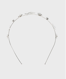 serre-tete metallique avec fleurs et papillons fille argenteH027601_3
