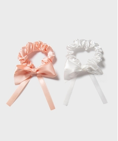 GEMO Chouchous cheveux en satin avec noeud fille (lot de 2) Rose
