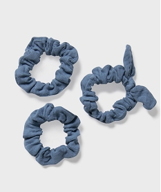 GEMO Chouchous cheveux en gaze de coton fille (lot de 3) Bleu