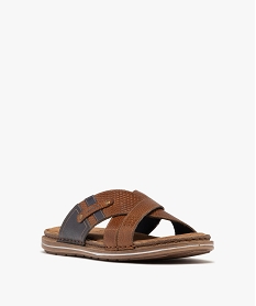 sandales mules confort avec brides en cuir homme marron vifH029001_2
