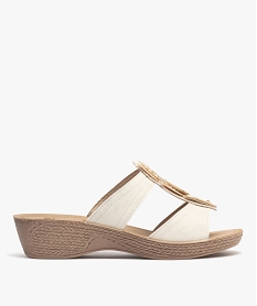 GEMO Sandales confort forme mule femme avec fermeture scratch blanc standard
