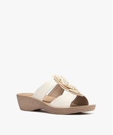 sandales confort forme mule femme avec fermeture scratch blanc standard mules et sabotsH030001_2