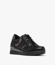 baskets confort avec lacets et zip femme noir standard derbiesH031401_2