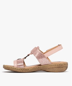 sandales confort dessus cuir paillete fermetures a scratch femme rose sandalesH034401_3