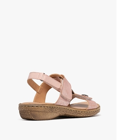sandales confort dessus cuir paillete fermetures a scratch femme rose sandalesH034401_4