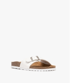 mules a large bride vernie et semelle anatomique femme blanc standard sandales plates et nu-piedsH034601_2