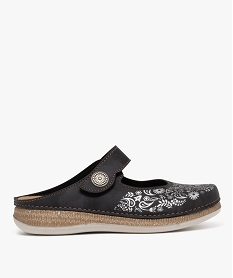 GEMO Sabot confort avec fermeture scratch femme noir standard