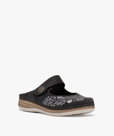 sabot confort avec fermeture scratch femme noir standard mules et sabotsH034801_2