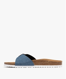 mules a large bride jean et semelle anatomique femme bleu chine sandales plates et nu-piedsH035201_3