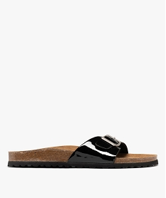 GEMO Mules à large bride vernie et semelle anatomique femme noir standard