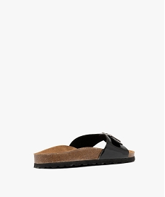 mules a large bride vernie et semelle anatomique femme noir standard sandales plates et nu-piedsH035601_4