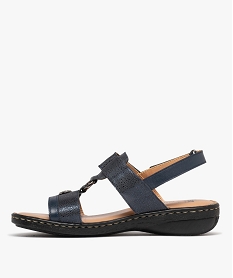 sandales confort dessus cuir paillete fermetures a scratch femme bleu sandalesH036001_3