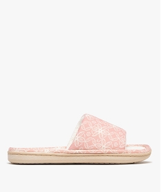 GEMO Chaussons mules en toile à motifs fleuris femme Rose