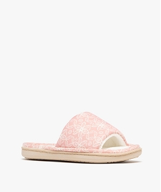 chaussons mules en toile a motifs fleuris femme roseH041301_2