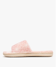 chaussons mules en toile a motifs fleuris femme roseH041301_3