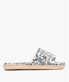 GEMO Chaussons mules en toile à motifs fleuris femme Bleu