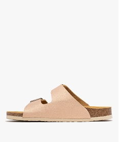 mules pailletees avec semelle interieure cuir a reliefs ergonomiques femme rose sandales plates et nu-piedsH044701_3