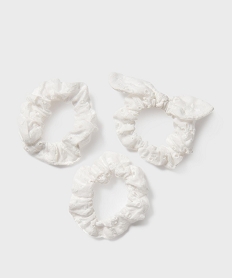 GEMO Chouchous cheveux en coton brodé fille (lot de 3) blanc standard