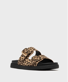 mules a larges brides a boucles imprime leopard femme beige sandales plates et nu-piedsH049001_2