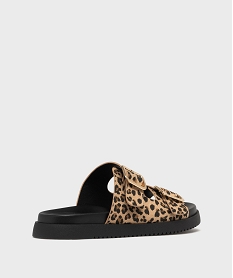 mules a larges brides a boucles imprime leopard femme beige sandales plates et nu-piedsH049001_4