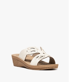 mules confort a talon compense et strass femme blanc vif mules et sabotsH049201_2