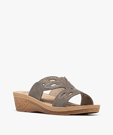 mules confort a talon compense et strass femme gris vif mules et sabotsH049401_2