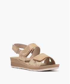 sandales confort semelle interieure cuir femme beige sandalesH050601_2