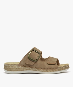 GEMO Mules confort à semelle intérieure cuir et petit talon compensé femme Brun