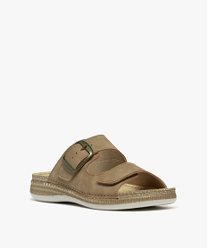 mules confort a semelle interieure cuir et petit talon compense femme brun mules et sabotsH050801_2