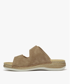 mules confort a semelle interieure cuir et petit talon compense femme brun mules et sabotsH050801_3
