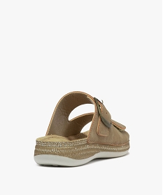 mules confort a semelle interieure cuir et petit talon compense femme brun mules et sabotsH050801_4