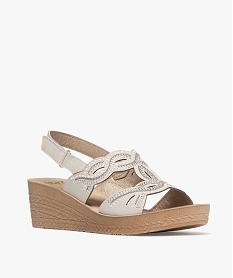 sandales confort compensees avec perles et strass femme beige sandalesH051401_2