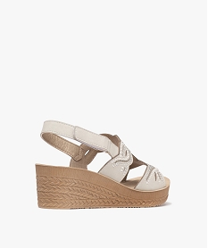 sandales confort compensees avec perles et strass femme beige sandalesH051401_4