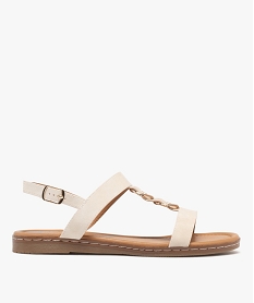GEMO Sandales plates à brides unies et anneaux en métal femme - Valentina Baldano beige standard