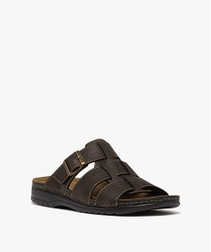 mules confort a larges brides et semelle interieure cuir moelleuse homme marron fonceH054601_2