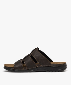 mules confort a larges brides et semelle interieure cuir moelleuse homme marron fonceH054601_3