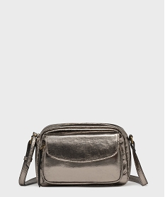 GEMO Sac à bandoulière en matière métallisés femme Gris