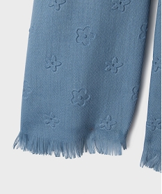 foulard rectangulaire grand format a fleurs gaufrees femme bleuH054901_2