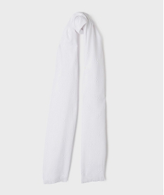 foulard rectangulaire grand format a fleurs gaufrees femme blanc standardH055101_3